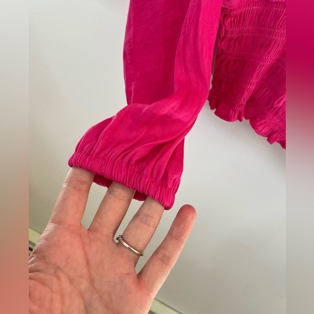 Rachel Zoe Fuchsia blouse with tie neck size XS NWOT - Picture 3 of 8